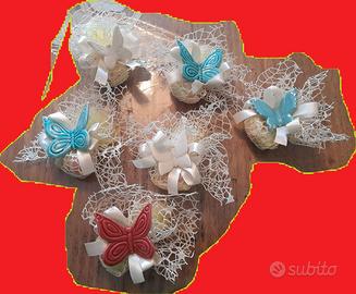 FARFALLE IN CERAMICA CON FAZZOLETTO E CONFETTI