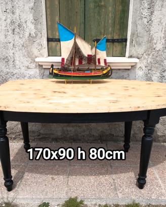 vecchio tavolo restaurato in abete shabby industri