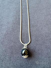 Collana in argento 925 con su coccu pietra onice 