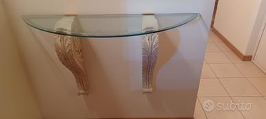 consolle in vetro cristallo sospesa a muro 