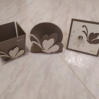 Set scrivania Porta penne - Porta carte - Orologio