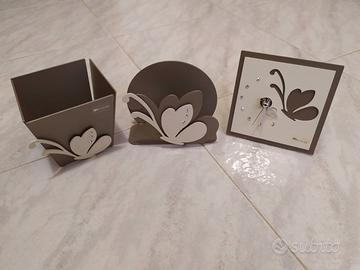 Set scrivania Porta penne - Porta carte - Orologio