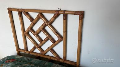 Testiera letto singolo in bambù e midollino