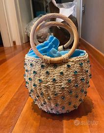 MC2 Saint Barth Borsa Mini in Paglia Manici Bamboo
