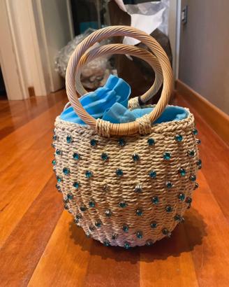 MC2 Saint Barth Borsa Mini in Paglia Manici Bamboo