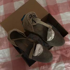 Espadrilles grigio scuro con tacco, 38