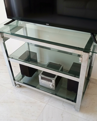 Tavolino / Carrello Multiuso in Acciaio e Vetro