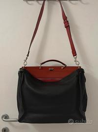Borsa Fendi Peekaboo Selleria Nera e Rossa