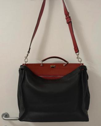 Borsa Fendi Peekaboo Selleria Nera e Rossa