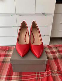 Decollette vero cuoio rosse stelio malori 38