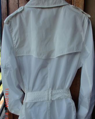 Trench Burberry originale, bianco, nylon, tg M