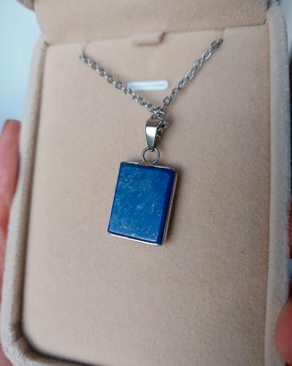 Collana con ciondolo lapislazzuli rettangolare