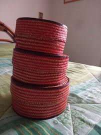 3 contenitori in paglia foderati