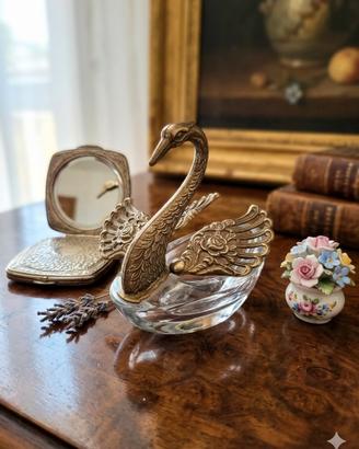 Cigno Vintage in Ottone e Cristallo/Vetro – Portas