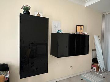 Mobile soggiorno IKEA nero lucido 3 pezzi sospesi