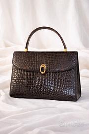 Borsa vintage in pelle effetto coccodrillo