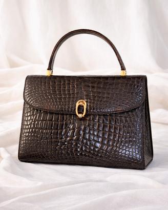 Borsa vintage in pelle effetto coccodrillo