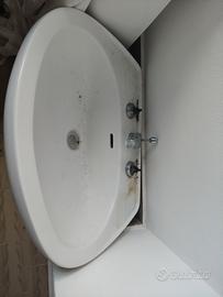 Lavandino + colonna in ceramica bianca
