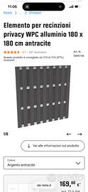 3 Recinzioni privacy in wpc e alluminio 180x180