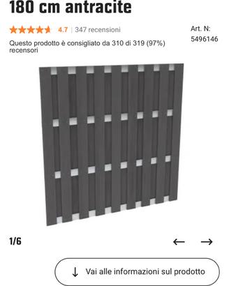 3 Recinzioni privacy in wpc e alluminio 180x180