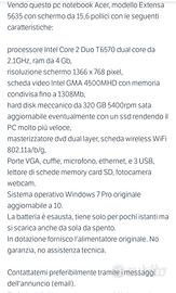 Acer extensa 5220 - ritiro a mano