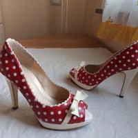 PETER KAISER scarpe décolleté spuntate n.37,5 pois