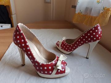 PETER KAISER scarpe décolleté spuntate n.37,5 pois