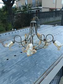 lampadario in ferro battuto arte povera 