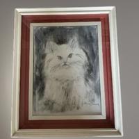 Dipinto olio su tela “Gatto Bianco”
