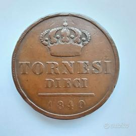 Moneta rara Napoli Regno Due Sicilie - 10 Tornesi