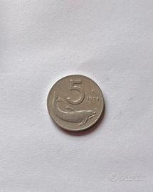 Moneta 5 LIRE “delfino” anno 1954