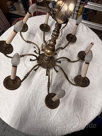 Lampadario vintage 8 luci in ottone
