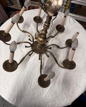 Lampadario vintage 8 luci in ottone