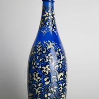 Bottiglia Blu Dipinta a Mano - Pezzo Unico!
