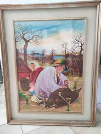 dipinto Naif originale firmato Franjo paesaggio