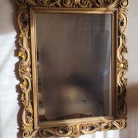 Specchiera vintage anni 70 in noce intarsiata