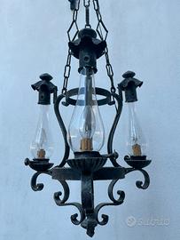 Lampadario ferro battuto + 2 applique coordinate