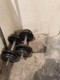 Manubri con pesi e bilancere