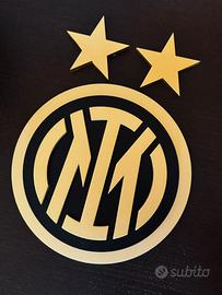 Logo Inter due stelle. Diam 25 cm legno nero e oro