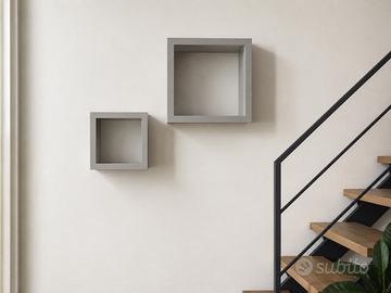 Set 2 mensole da parete quadrate moderne