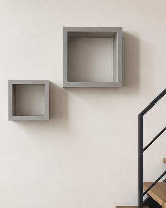 Set 2 mensole da parete quadrate moderne