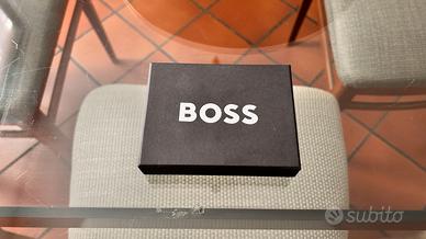 Portacarte HUGO BOSS originale in pelle nera nuovo