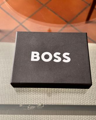 Portacarte HUGO BOSS originale in pelle nera nuovo