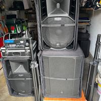 RCF CASSE + SUB+ MIXER + STATIVI