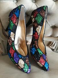 Decollete vintage paillettes arlecchino