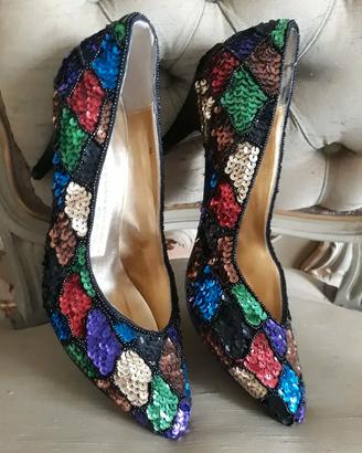 Decollete vintage paillettes arlecchino
