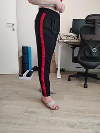 Pantaloni Zara Basic neri con banda rossa