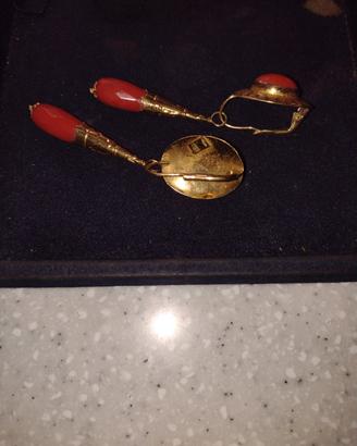 Orecchini oro, corallo, ambra. spilla alessandrite
