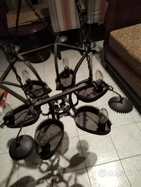 Lampadario ferro battuto