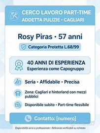 Addetta pulizie uffici - 40 anni esp. - Cat. Prote